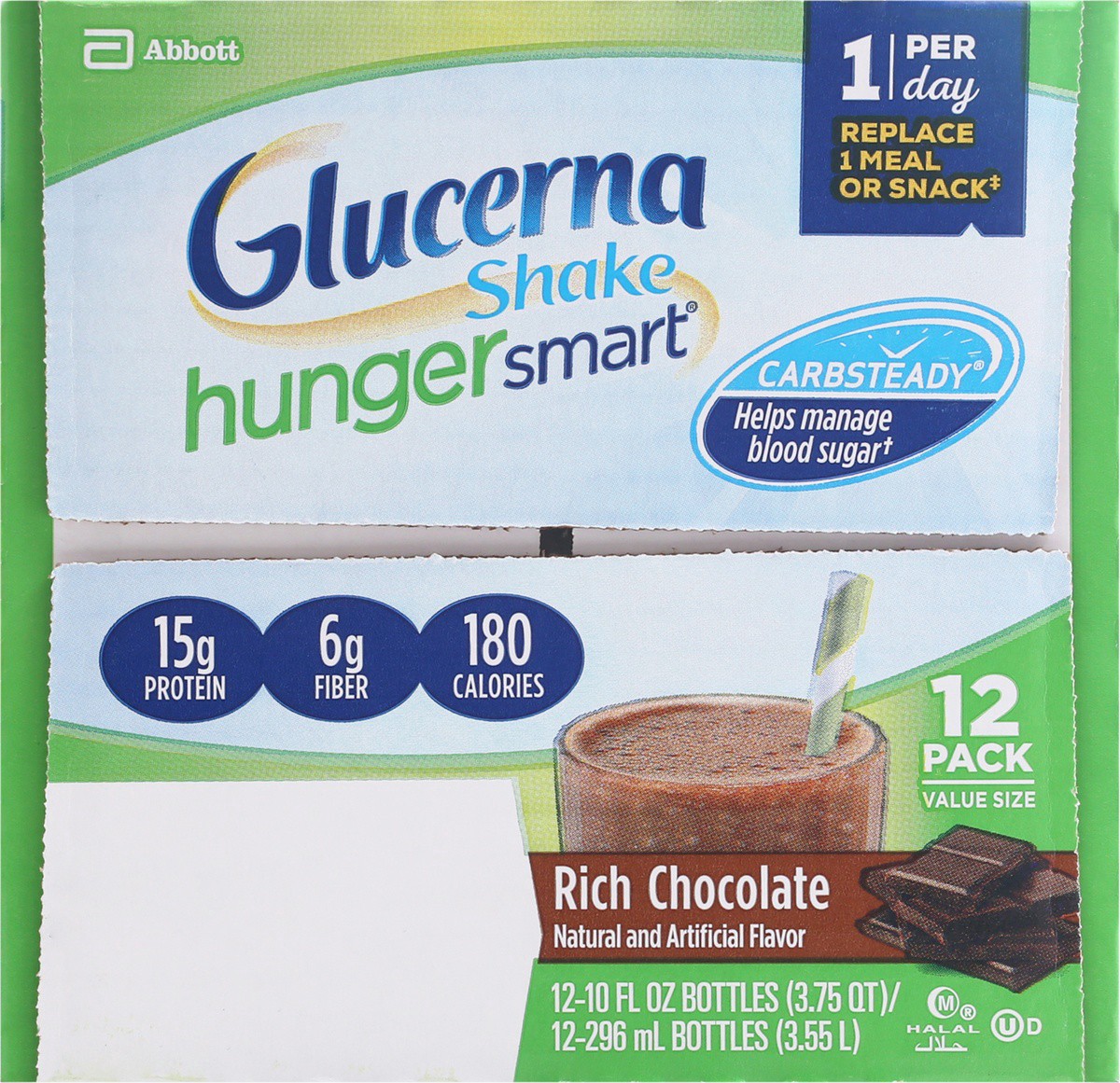slide 8 of 14, Glucerna Hunger Smart 12 Pack Classic Chocolate Shake Value Size Bottle 12 ea, 12 ct