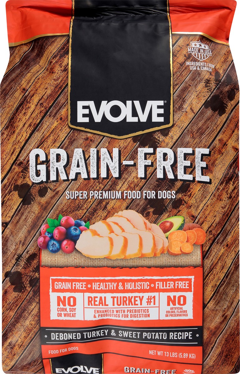 slide 1 of 9, Evolve Grain Free Turkey Dog Food, 13 lb