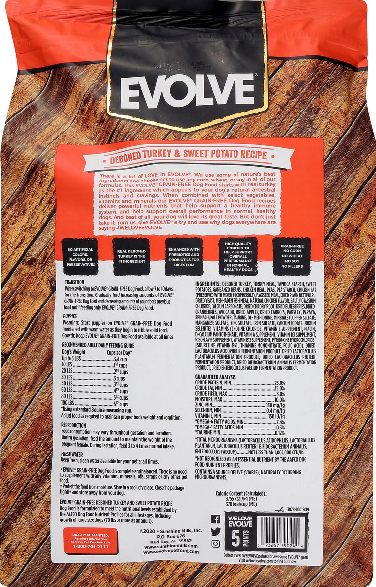 slide 4 of 9, Evolve Grain Free Turkey Dog Food, 13 lb