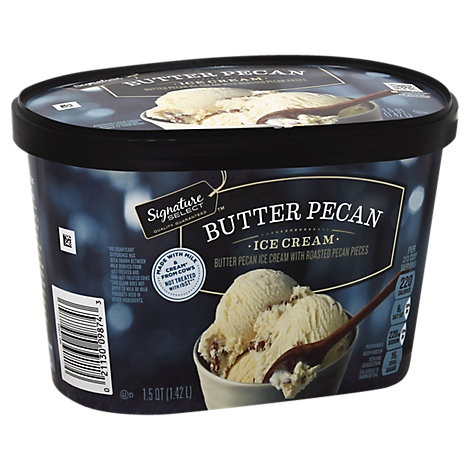 slide 1 of 1, Signature Select Ice Cream Butter Pecan, 1.5 qt