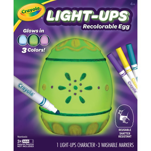 slide 1 of 2, Decorate, Illuminate & Celebrate With Crayola Light-Ups! Design With The Included Markers Then Flip The Switch To See Your Egg Light Up In 3 Different Colors! The Reusable Surface Allows You Easily Wipe Your Markers Clean To Create Again And Again!, 1 ct