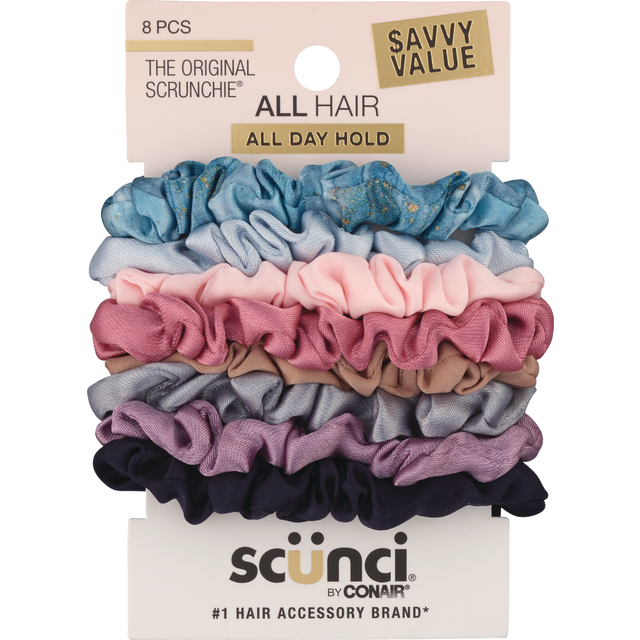 slide 1 of 1, scünci 8Pk Mini Matte Satin Scrunchies, 8 ct