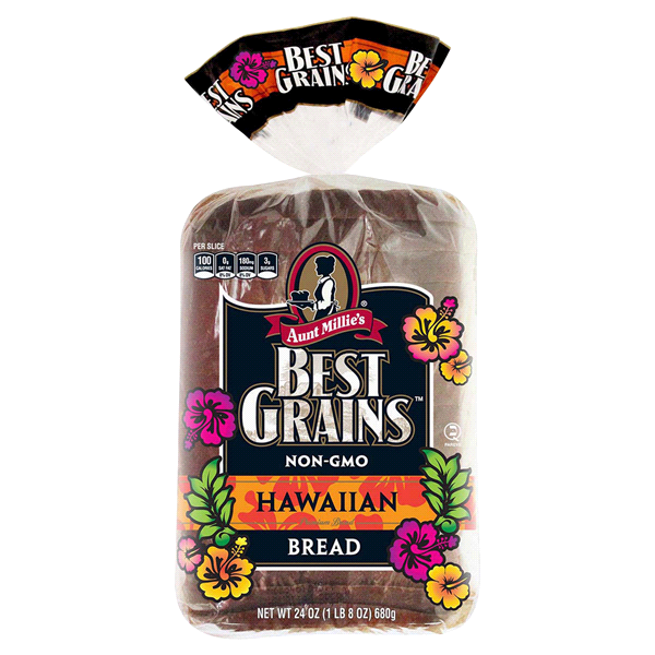 slide 1 of 1, Aunt Millie's Best Grains Non-GMO Bread, Hawaiian, 24 oz