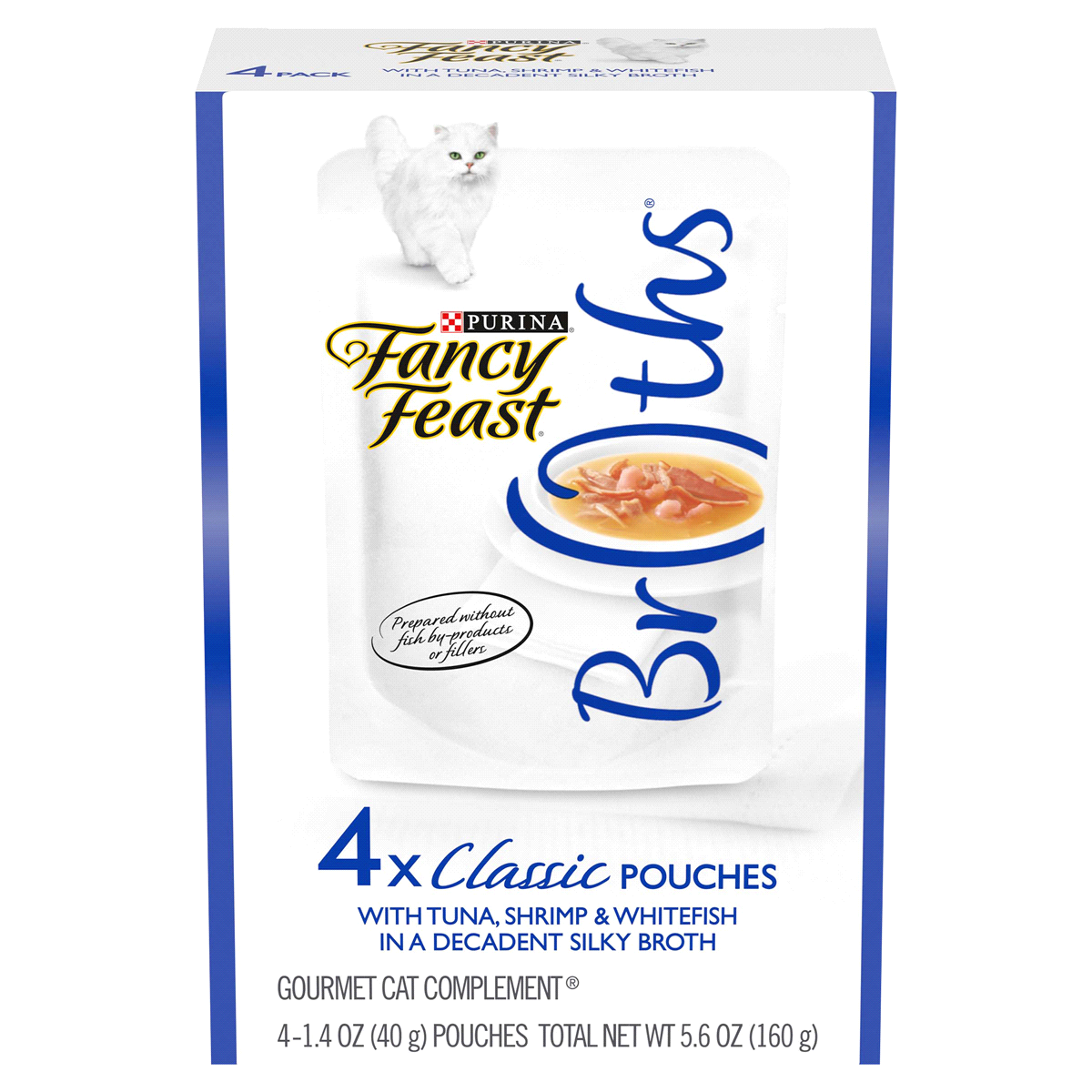 slide 1 of 1, Purina Fancy Feast Broths Cat Food, Classic With Tuna Shrimp & Whitefish, 4 ct; 1.4 oz