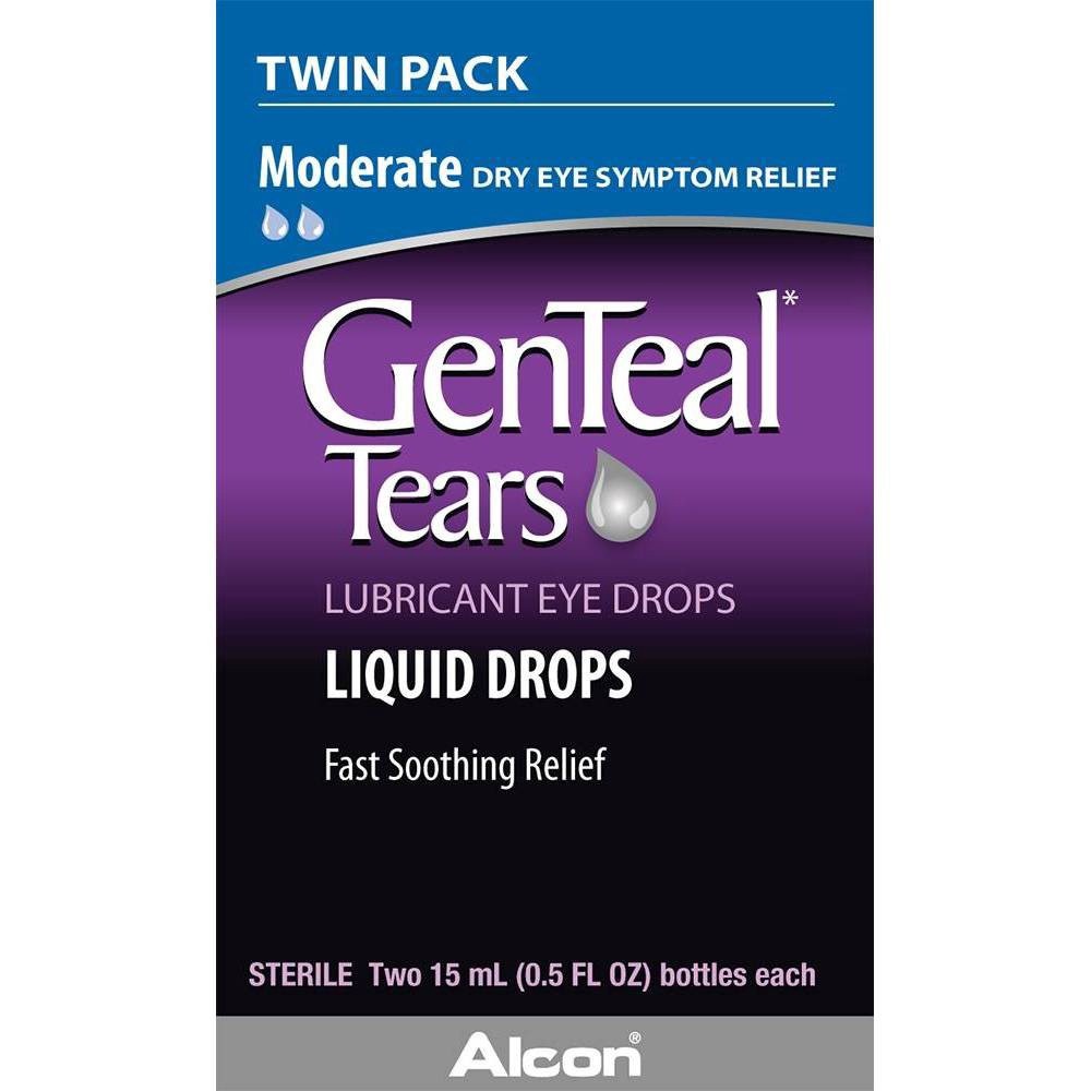 slide 1 of 3, GenTeal Tears Lubricant Eye Drops Liquid Drops Moderate Twin Pack, 2 ct; 15 ml