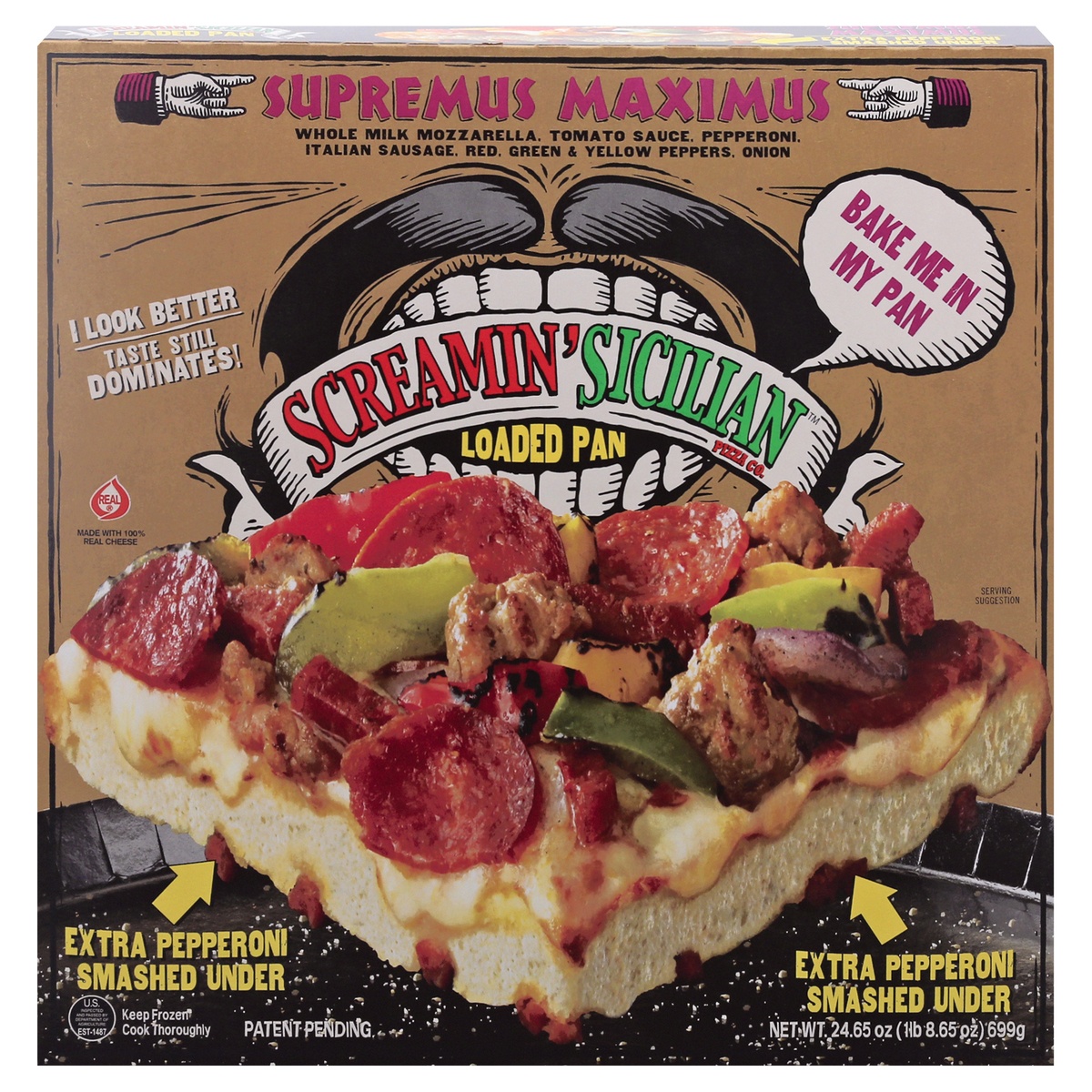 slide 1 of 1, Screamin' Sicilian Supremus Maximus Supreme Pizza, 24.65 oz