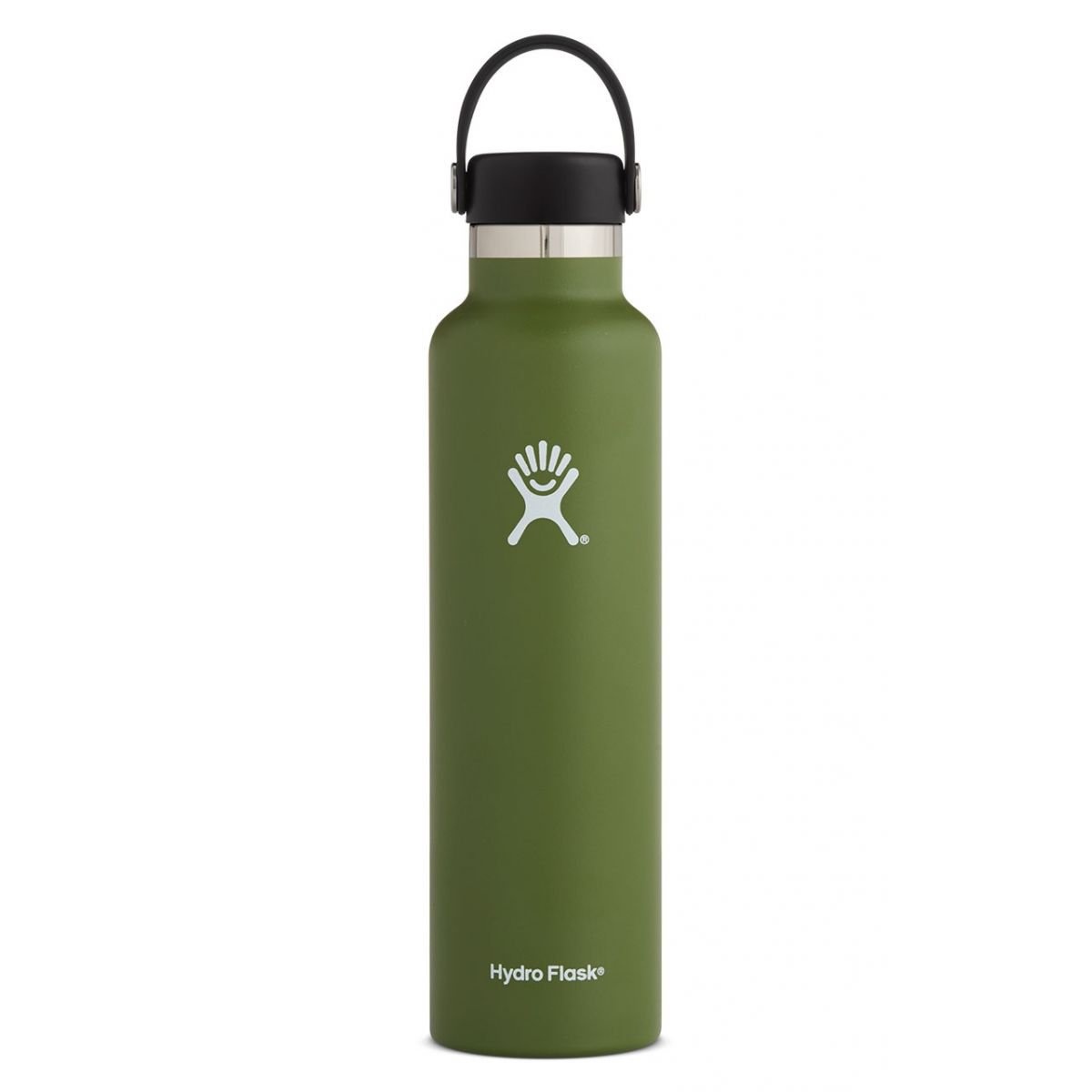 slide 1 of 1, Hydro Flask Standard Mouth Water Bottle with Flex Cap, Olive, 24 oz