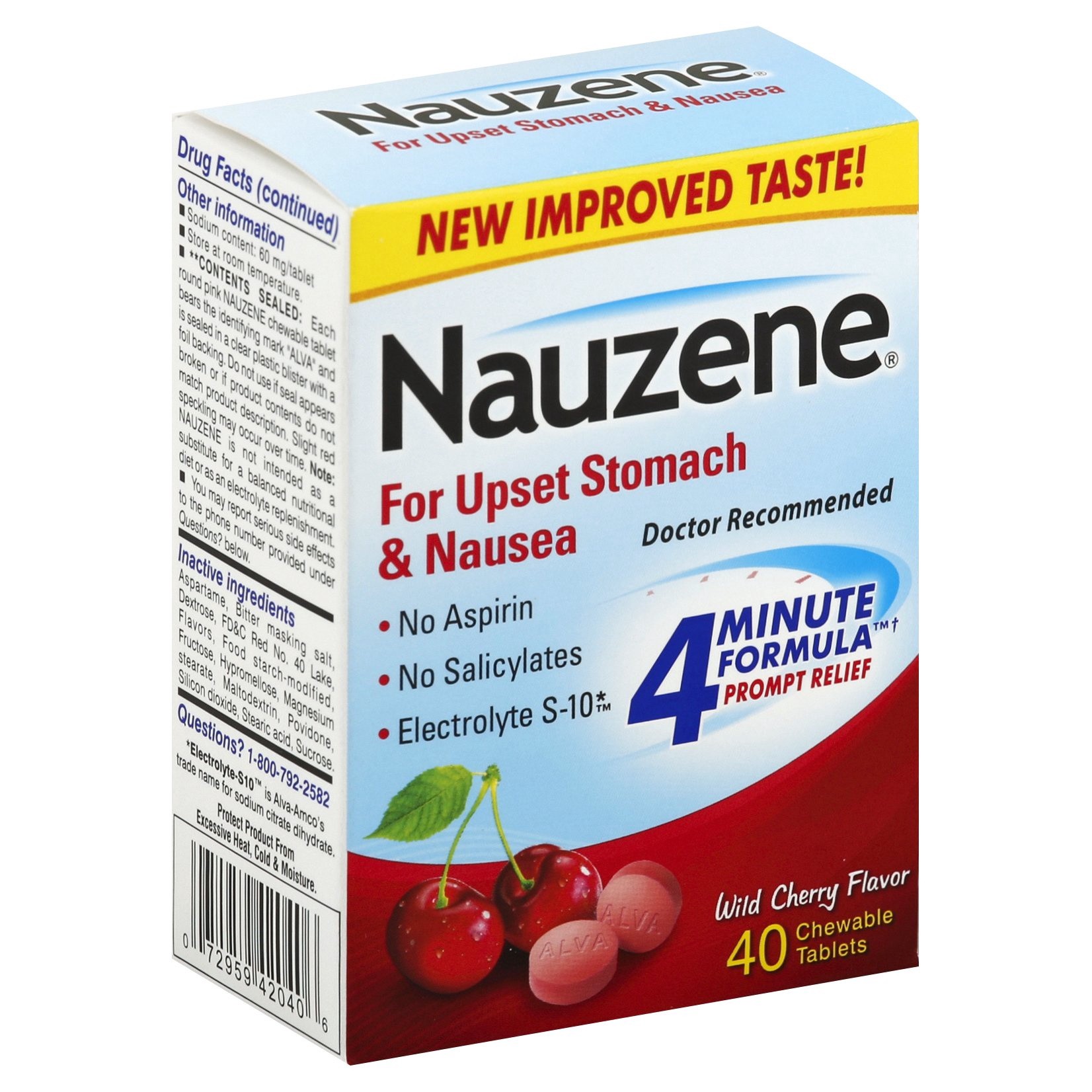 slide 1 of 4, Nauzene Chewables For Nausea Wild Cherry Flavor Tablets, 40 ct