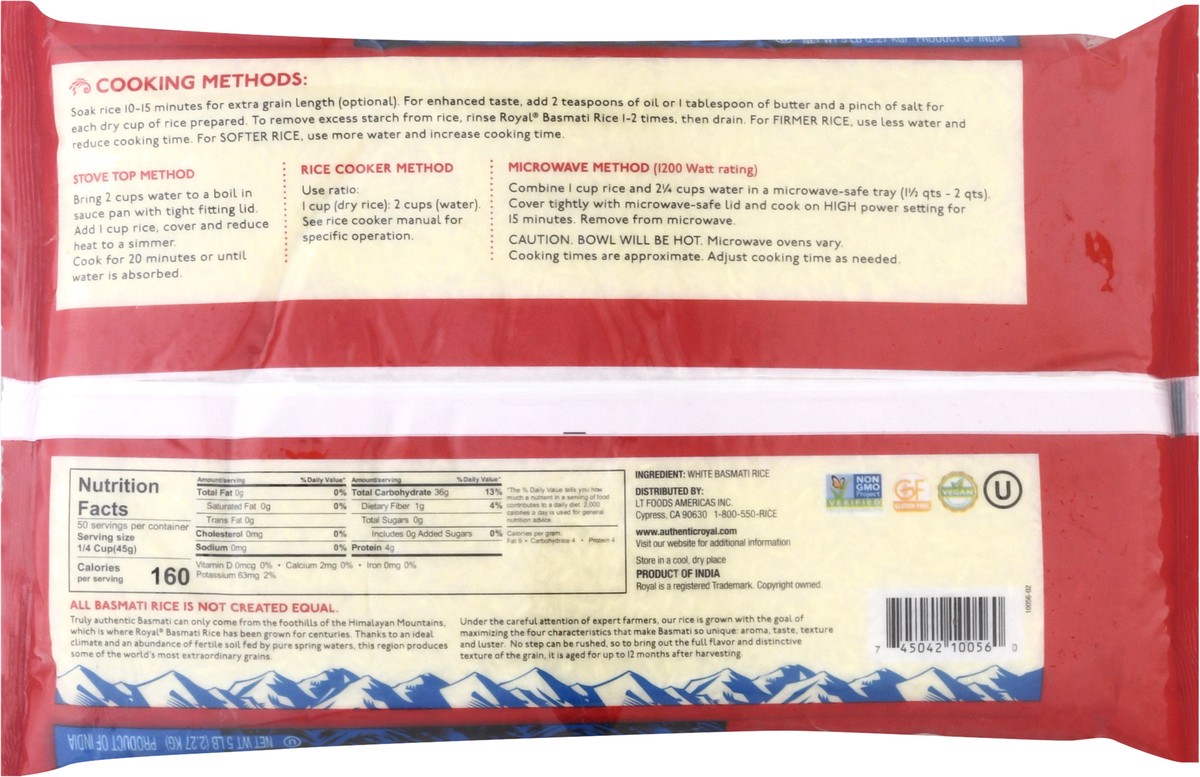 slide 9 of 13, Royal Authentic Basmati Rice 5 lb, 5 lb