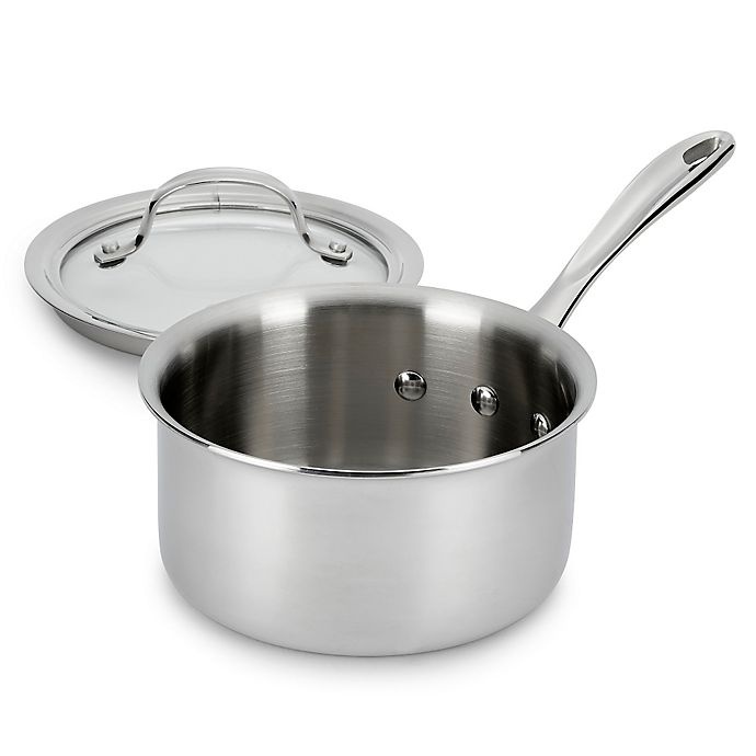 slide 2 of 5, Calphalon Tri-Ply Stainless Steel Saucepan with Lid, 1.5 qt