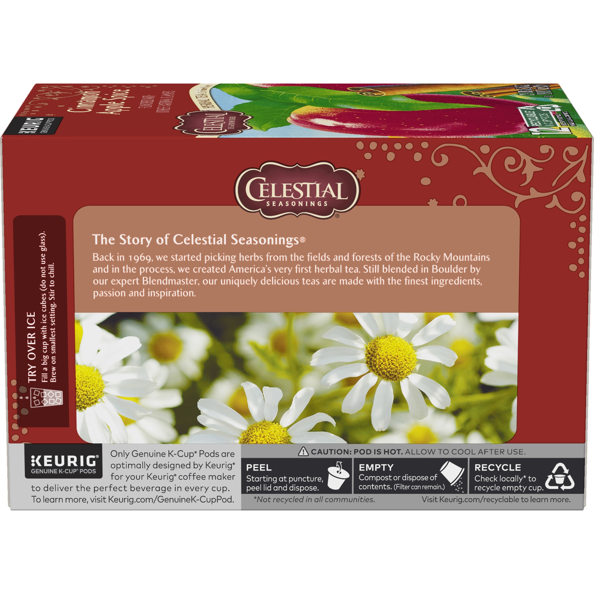 Celestial Seasonings Herbal Tea, Cinnamon Apple Spice Flavored, Caffeine Free, KCup Pods 12 ct