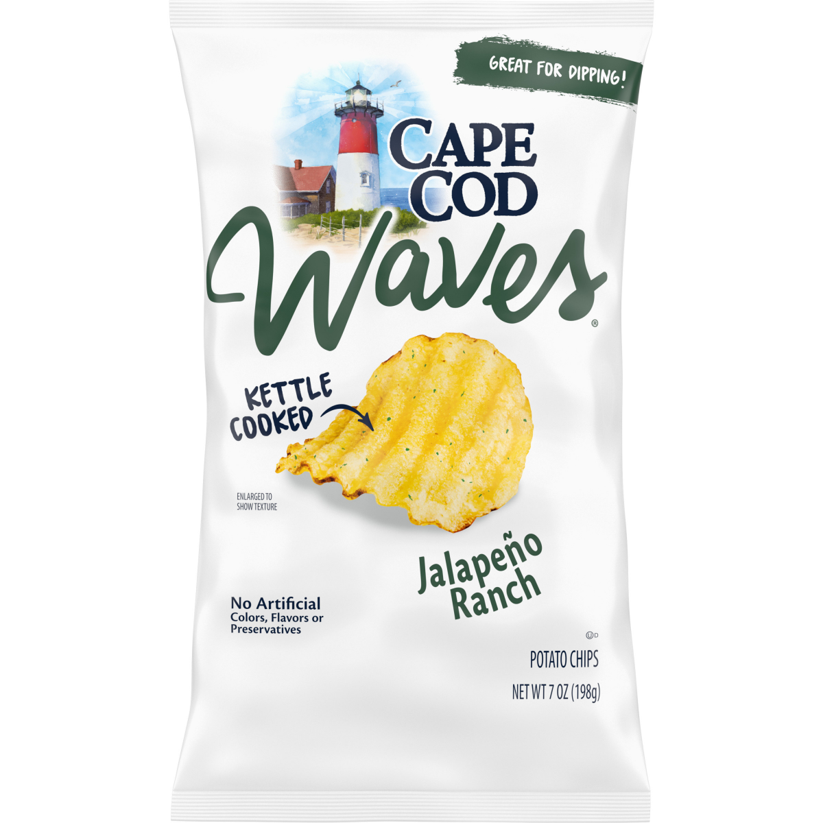 slide 1 of 5, Cape Cod Potato Chips, Wavy Cut Jalapeno Ranch Kettle Chips, 7 Oz, 7 oz