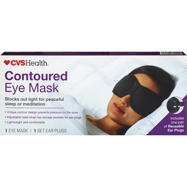 slide 1 of 1, CVS Eye Mask Contoured+1 Pair Ear Plugs, 1 ct