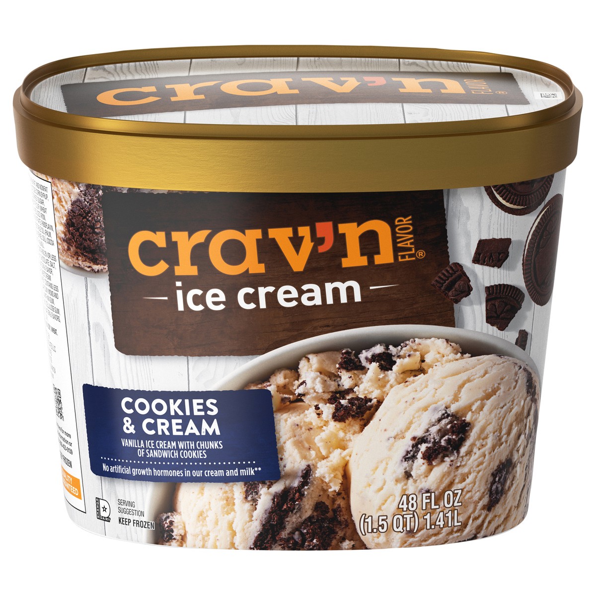 slide 3 of 4, Crav'n Flavor Cookies & Cream Ice Cream 48 fl oz, 48 fl oz
