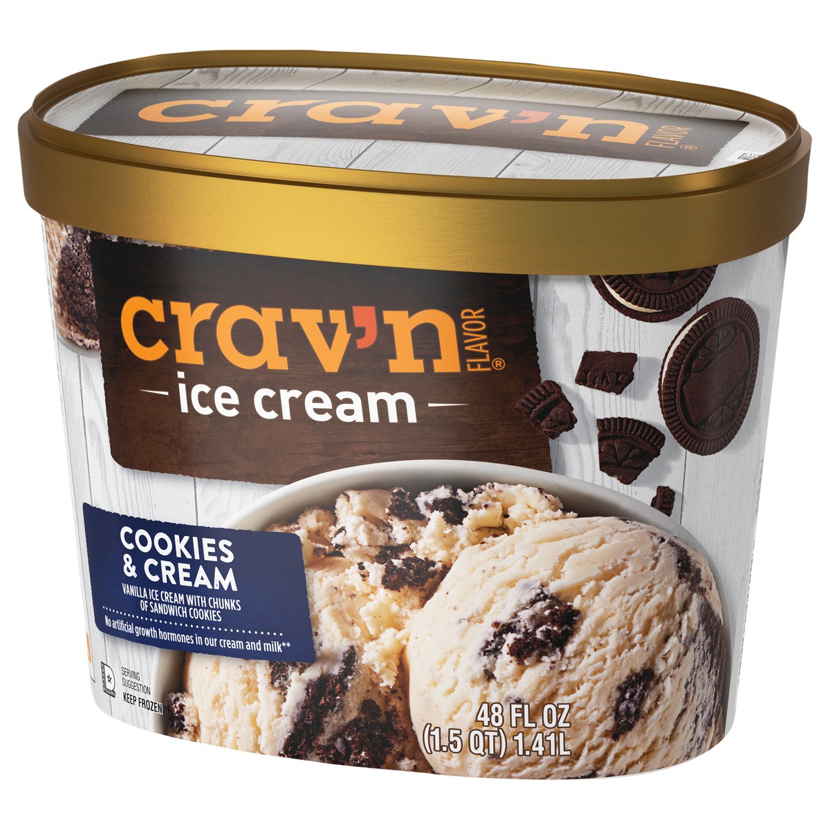 slide 2 of 4, Crav'n Flavor Cookies & Cream Ice Cream 48 fl oz, 48 fl oz