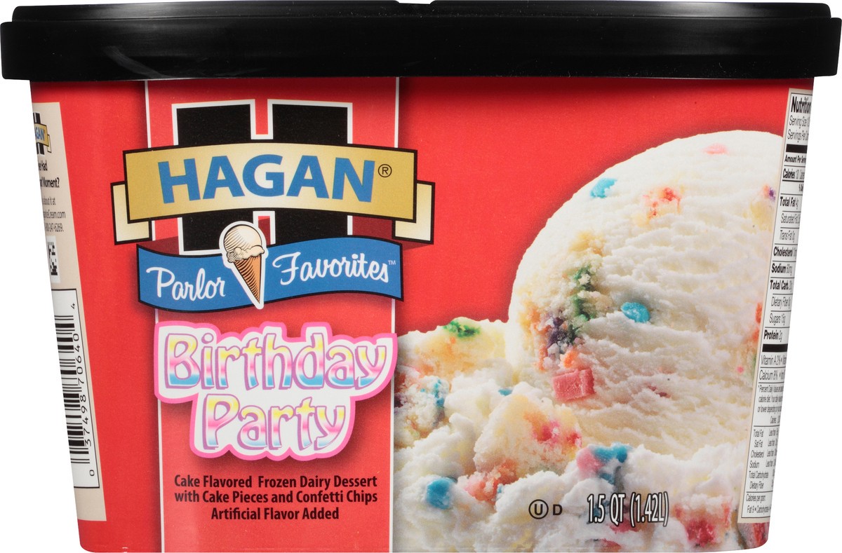 slide 9 of 10, Hagan Parlor Favorites Birthday Party Ice Cream 1.5 qt Tub, 1.42 liter