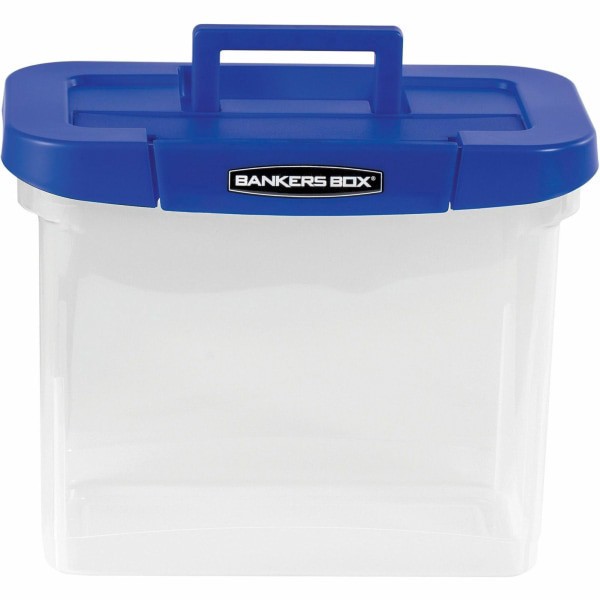 slide 7 of 10, Bankers Box Heavy-Duty Plastic Portable File Box, Blue/Clear, 1 ct