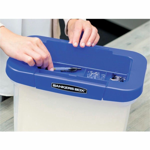 slide 2 of 10, Bankers Box Heavy-Duty Plastic Portable File Box, Blue/Clear, 1 ct