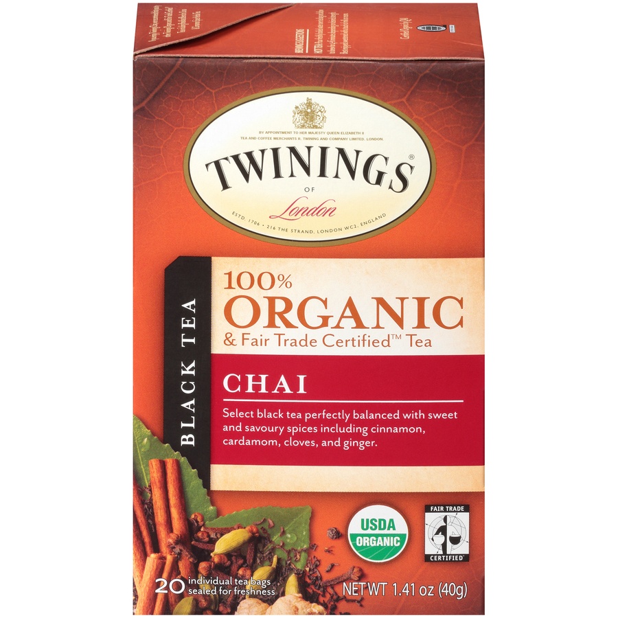 slide 1 of 7, Twinnings of London 100% Organic Black Tea, Chai - 1.41 oz, 1.41 oz