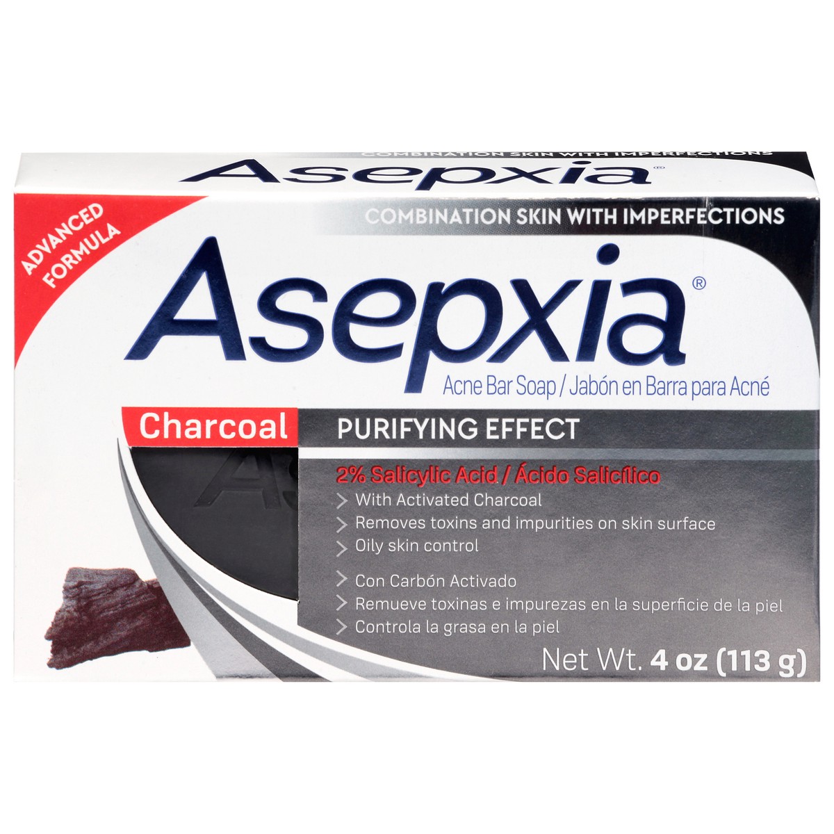 slide 1 of 9, Asepxia Charcoal Advanced Formula Acne Bar Soap 4 oz, 4 oz