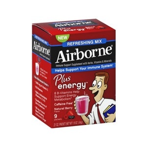 slide 1 of 1, Airborne Immune Support Plus Energy Packets Natural Berry, 9 ct; 0.21 oz; 1.9 oz; 54 gram