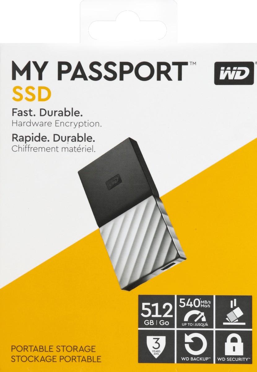 slide 5 of 5, Western Digital My Passport 512Gb Portable External Solid State Drive, Wdbkvx5120Psl-Wesn, Black/Gun Metal, 1 ct