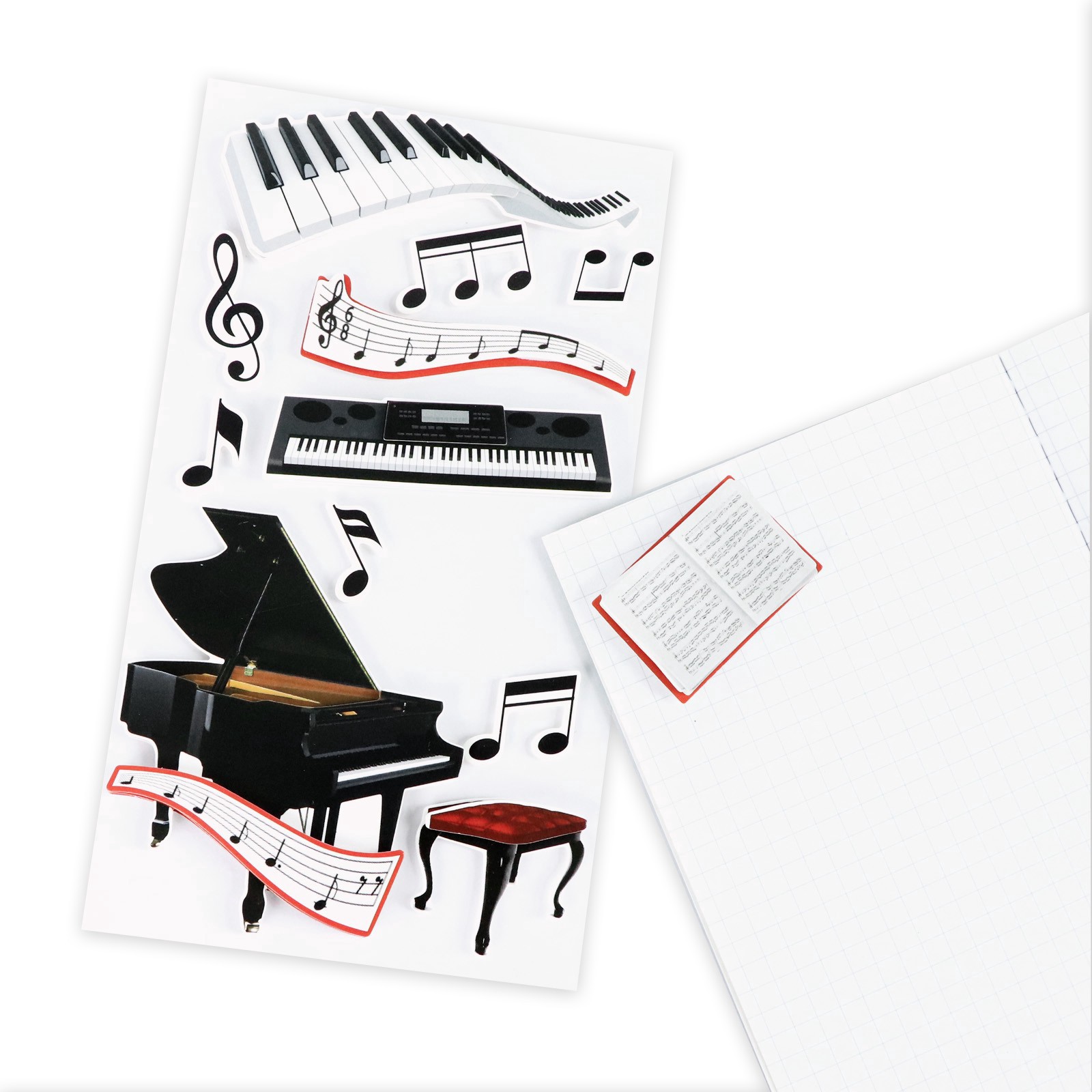 slide 7 of 7, Piano Recital Dimensional Stickers By Recollections, 3.875 in x 7 in