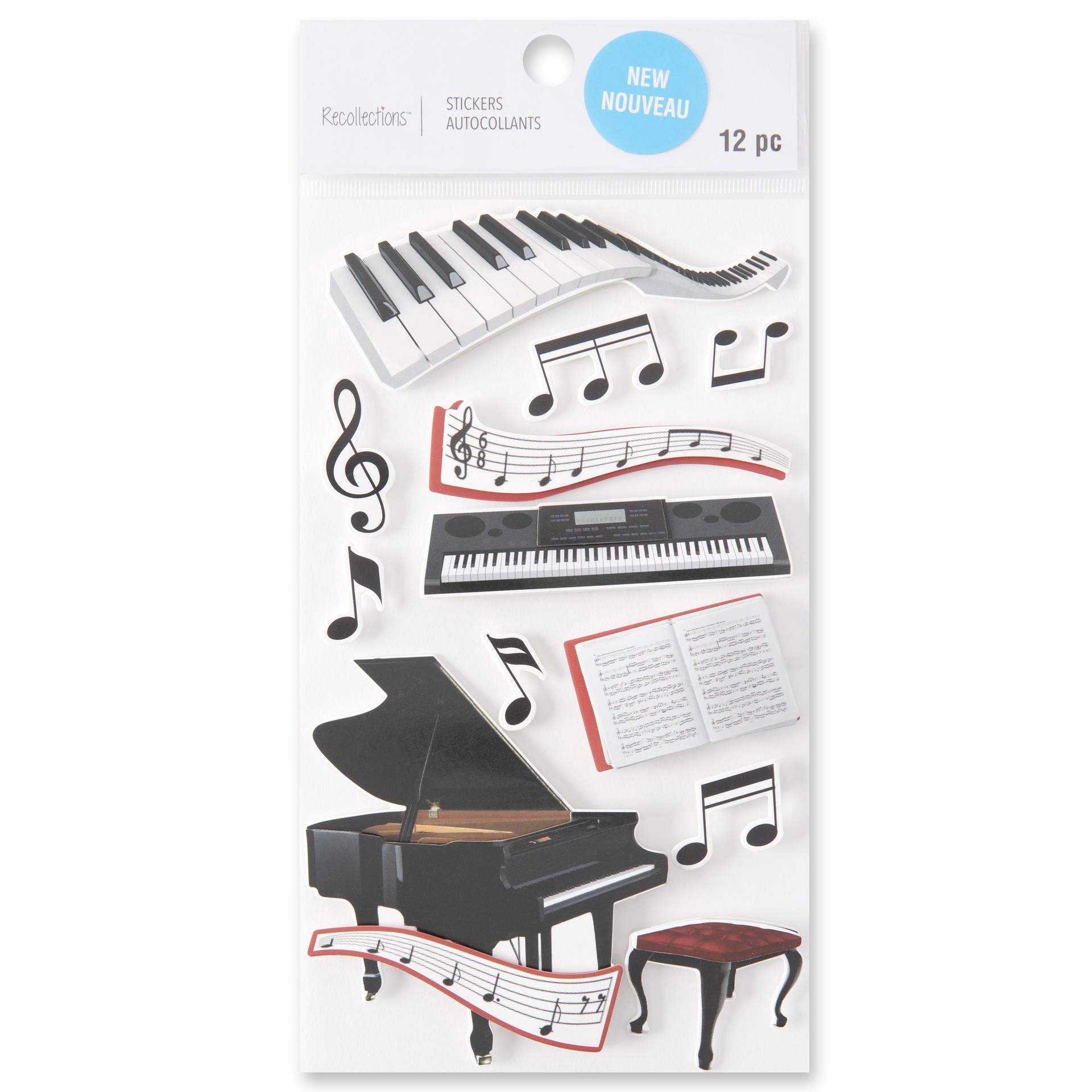 slide 6 of 7, Piano Recital Dimensional Stickers By Recollections, 3.875 in x 7 in