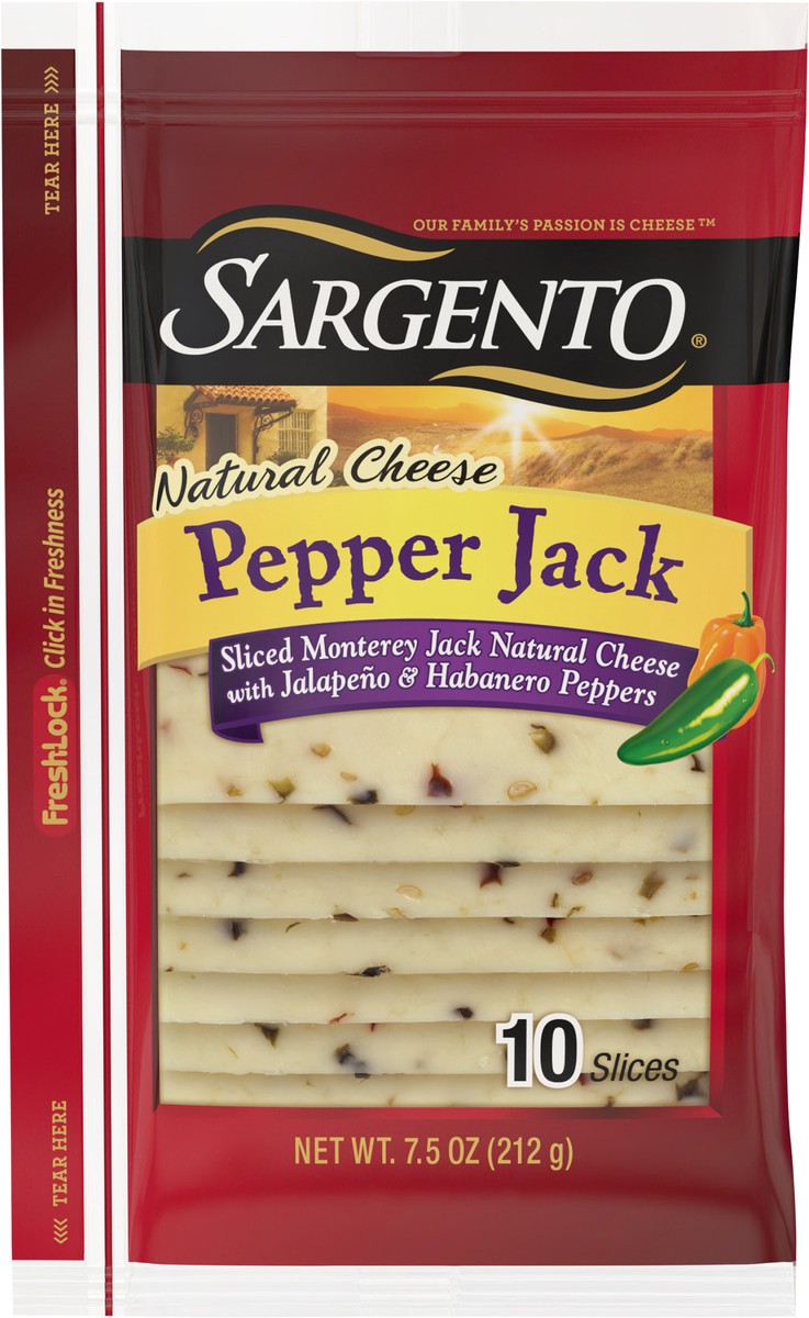 slide 3 of 8, Sargento Natural Pepper Jack Sliced Cheese - 7.5oz/10 slices, 10 ct