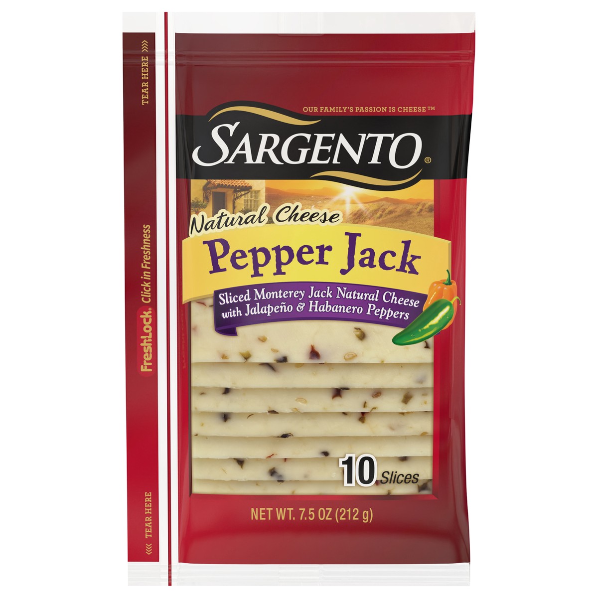 slide 1 of 8, Sargento Natural Pepper Jack Sliced Cheese - 7.5oz/10 slices, 10 ct