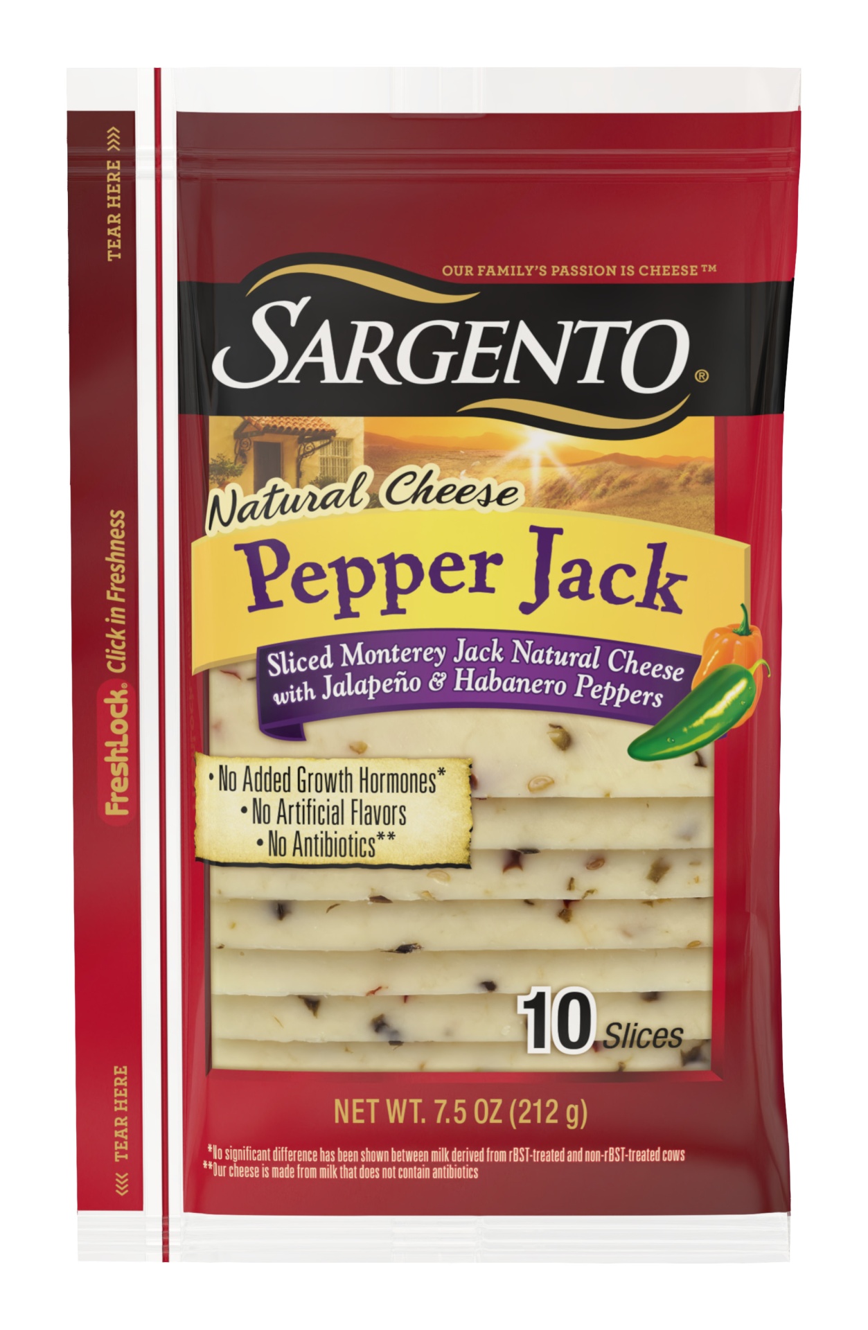 slide 1 of 7, Sargento Natural Pepper Jack Deli Style Monterey Jack Sliced Cheese, 10 ct