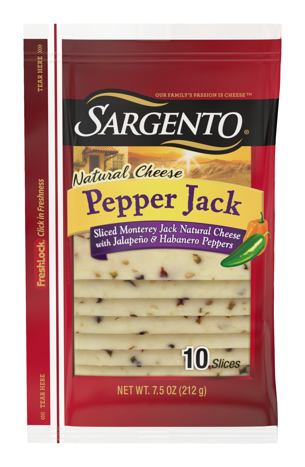 slide 1 of 6, Sargento Natural Pepper Jack Sliced Cheese - 7.5oz/10 slices, 7.5 oz