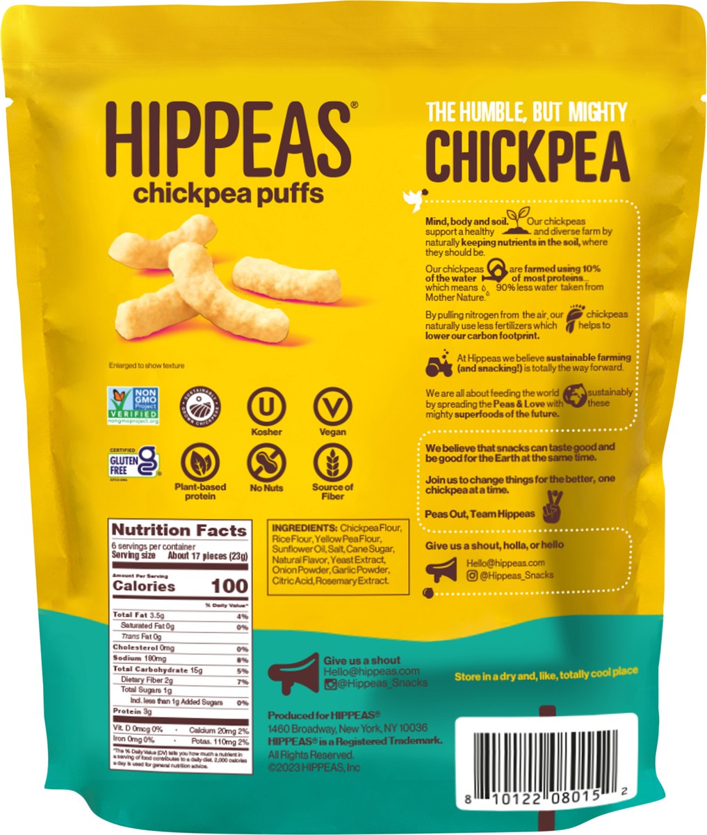slide 5 of 8, HIPPEAS Groovy White Cheddar Chickpea Puffs 6 - 0.8 oz Bags, 6 ct