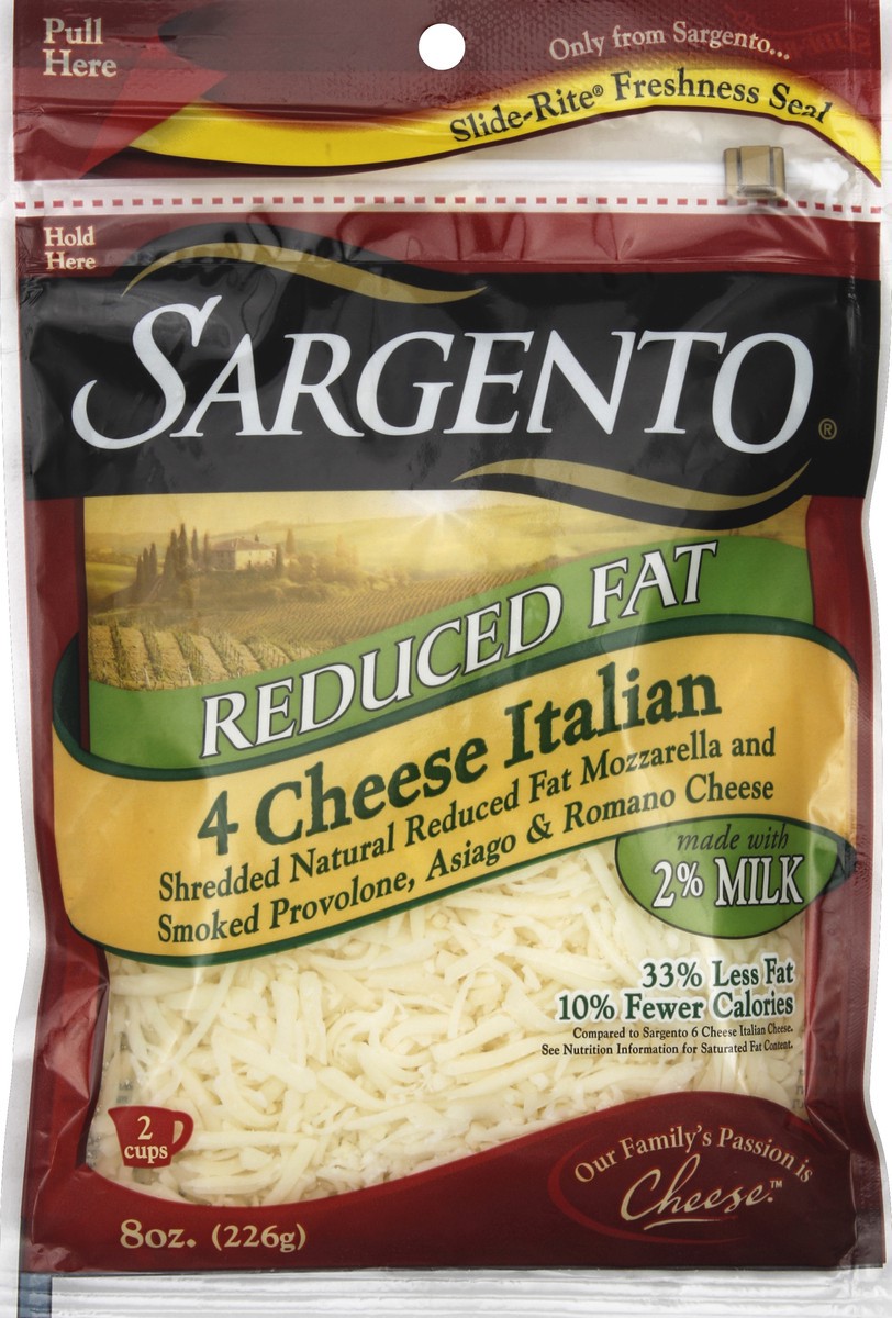 slide 1 of 3, Sargento Reduced Fat 2% Milk Four Cheese Italian Blend, 7 oz
