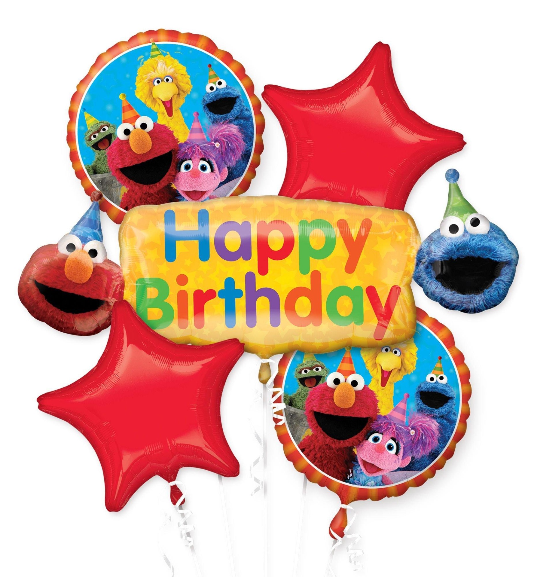 slide 1 of 1, Party City Sesame Street Birthday (Uninflated) Balloon Bouquet, 5 ct