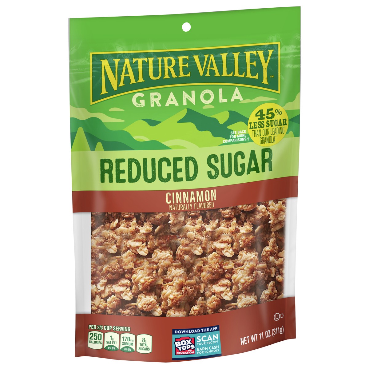 slide 2 of 9, Nature Valley Cinnamon Reduced Sugar Granola, 11 OZ Bag, 11 oz