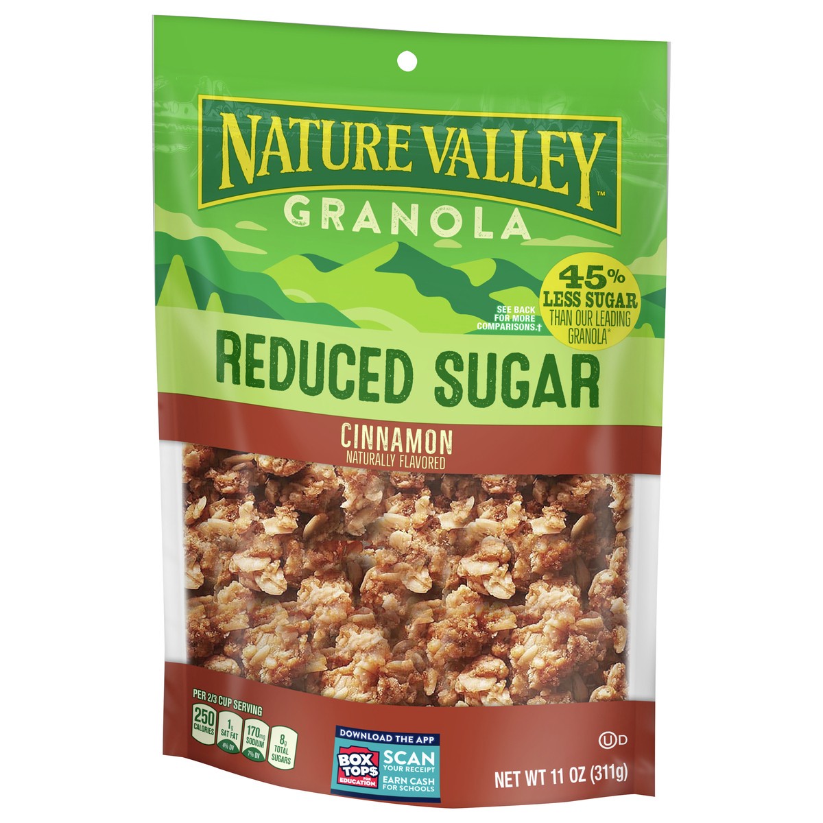 slide 3 of 9, Nature Valley Cinnamon Reduced Sugar Granola, 11 OZ Bag, 11 oz