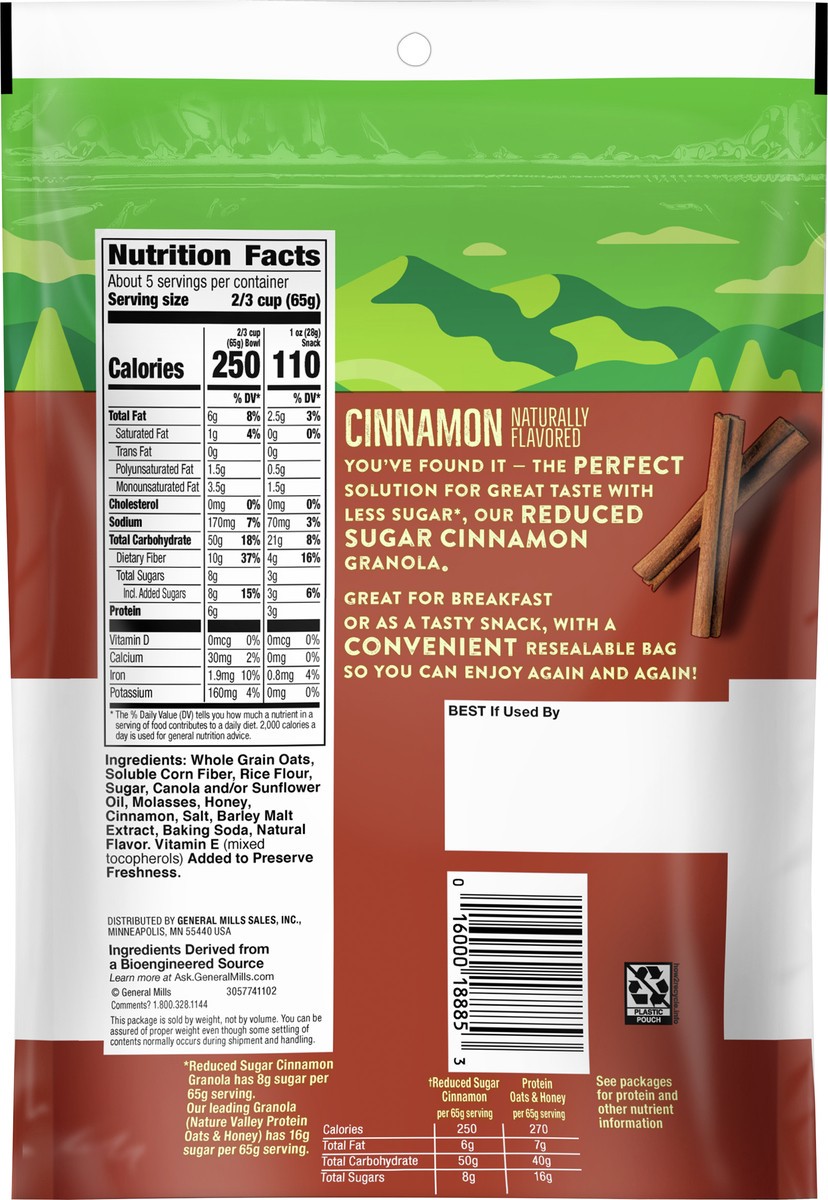 slide 5 of 9, Nature Valley Cinnamon Reduced Sugar Granola, 11 OZ Bag, 11 oz