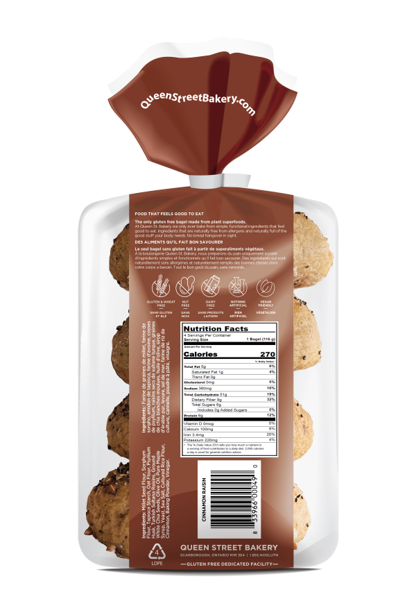 slide 2 of 4, Queen St. Bakery Superfood Cinnamon Raisin Bagels with Benefits 4 ea, 4 ct
