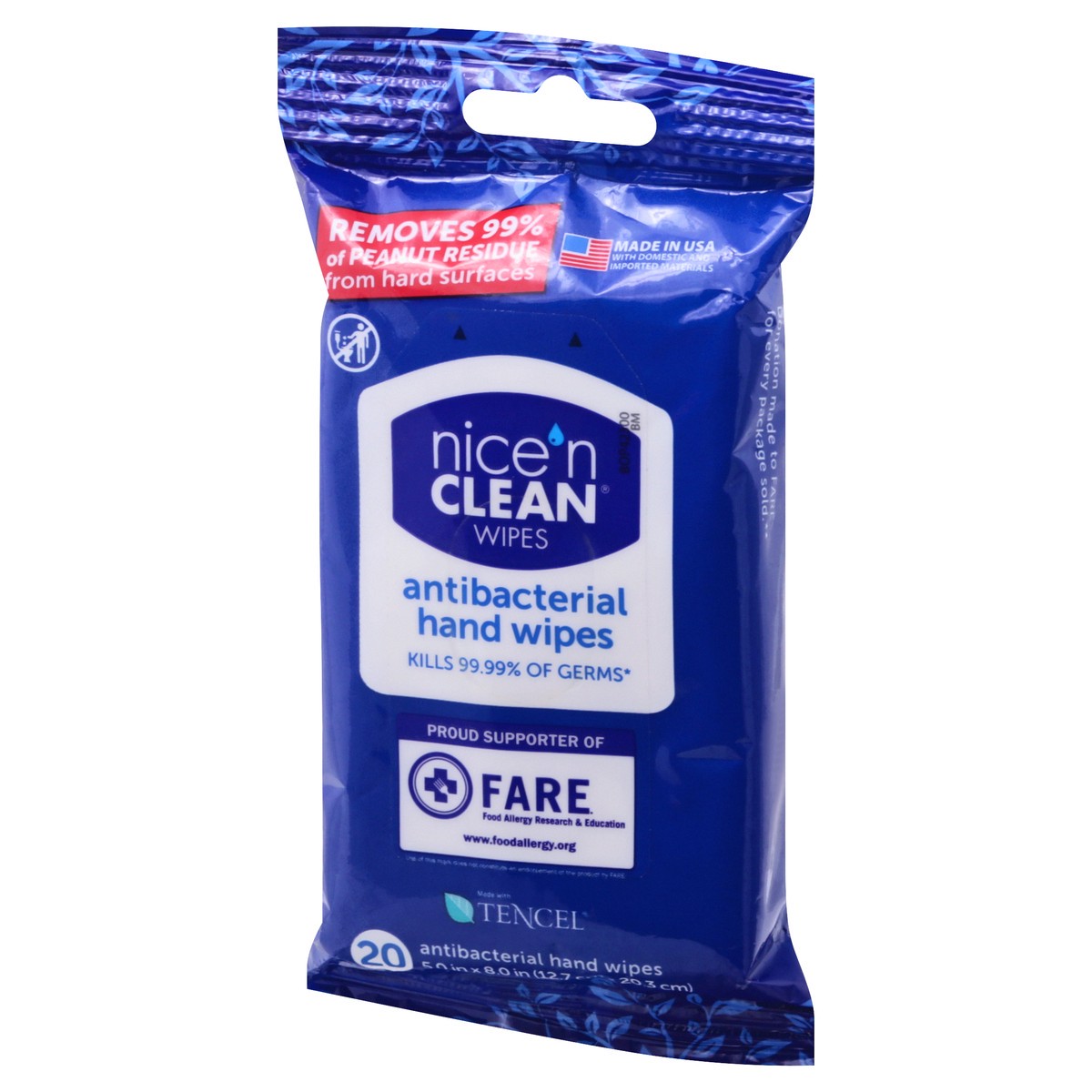 slide 9 of 9, Nice 'n Clean Antibacterial Hand Wipes, Travel Pack, 20 ct