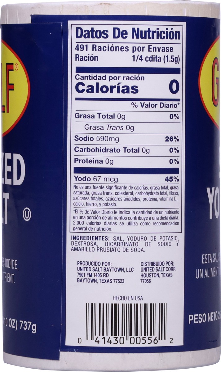 slide 3 of 13, Gulf Iodized Salt 26 oz, 26 oz