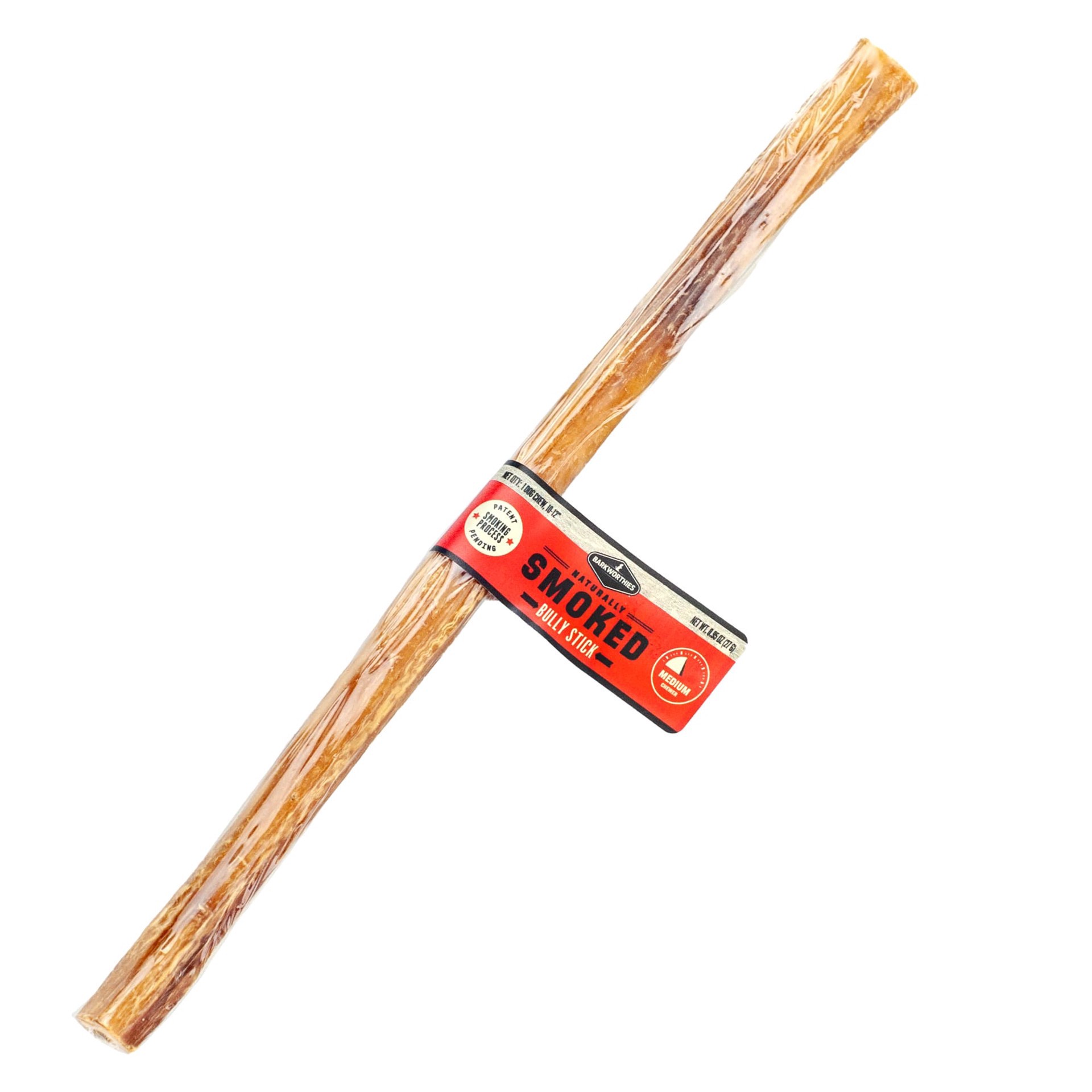 slide 1 of 1, Barkworthies Hickory Smoked Bully Sticks Standard Dog Chew, 12" L, 12 in