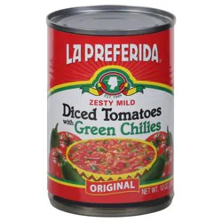 La Preferida Zesty Mild Diced Tomatoes with Green Chilies 10 oz