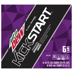 Mountain Dew KickStart 6 Pack Electrolytes Grape Flavored Juice Drink 6 ea