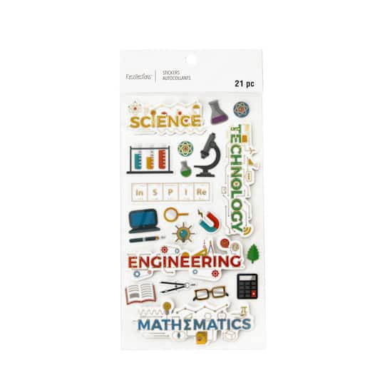 slide 1 of 5, S.t.e.m. Subjects Stickers By Recollections, 3.8 in x 6.8 in