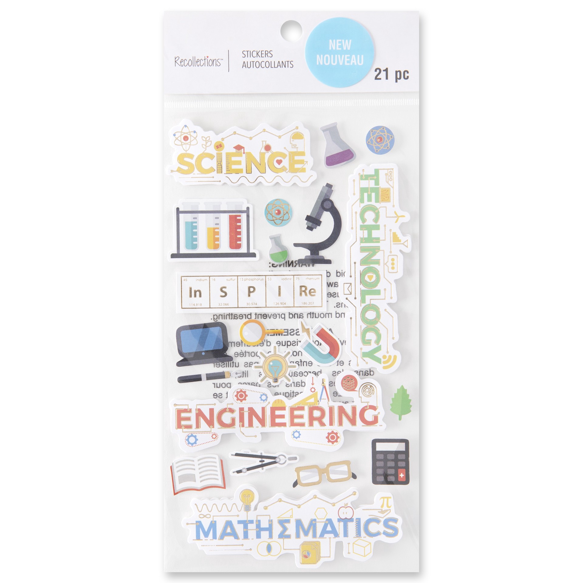 slide 4 of 5, S.t.e.m. Subjects Stickers By Recollections, 3.8 in x 6.8 in