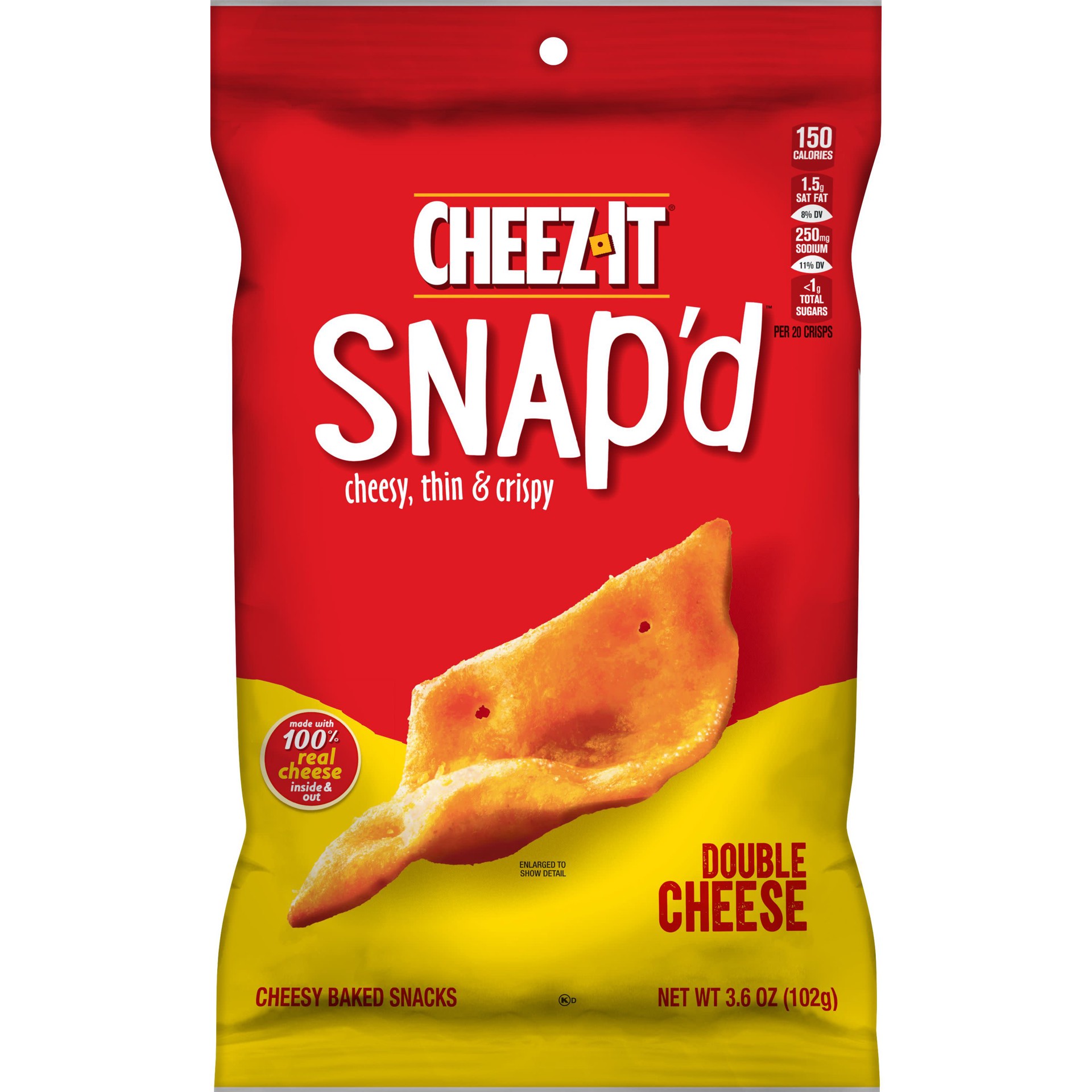 slide 1 of 5, Cheez-It Snap'd Cheese Cracker Chips, Double Cheese, 3.6 oz, 3.6 oz