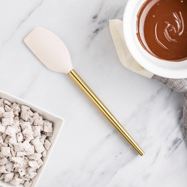 slide 1 of 1, Hy-Vee Seasons Silicone Spatula In Gold And Linen, 1 ct