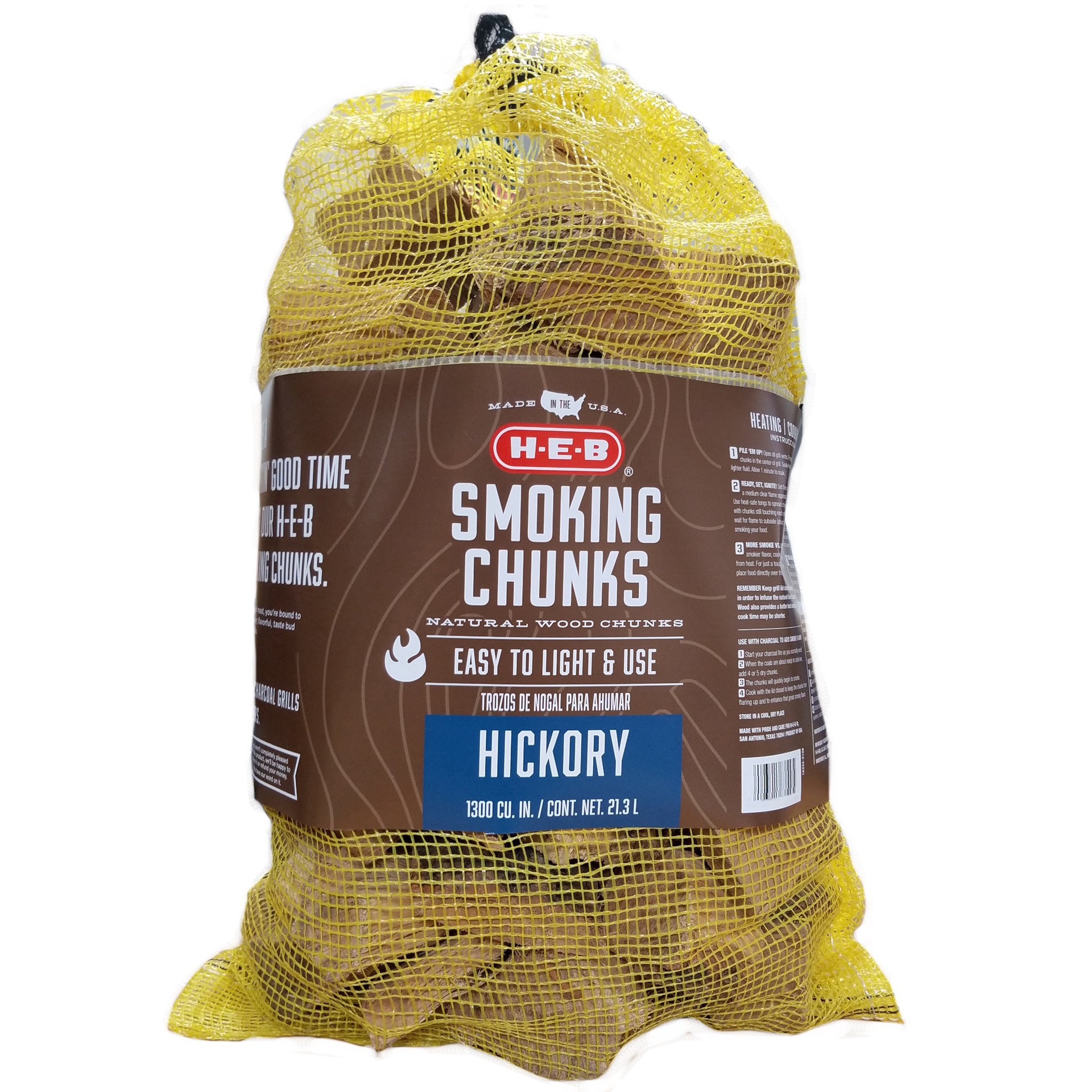 slide 1 of 1, H-E-B Hickory Mesquite Smoking Chunks, 1300 cin
