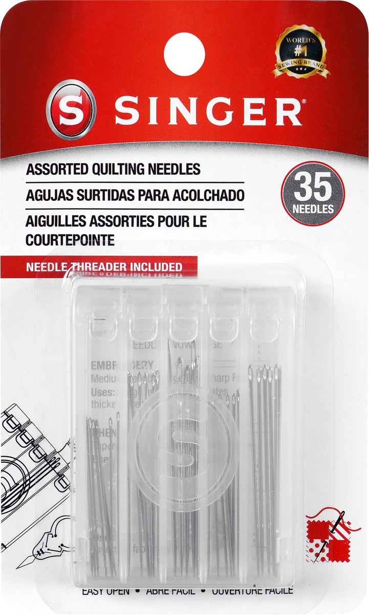 slide 2 of 3, SINGER Assorted Quilting Hand Needles with Compact and Needle Threader, 35 Count, 35 ct